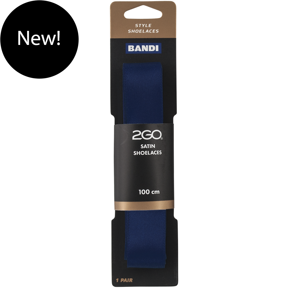 2GO Satin Shoelaces 325 Dark Navy 100 cm