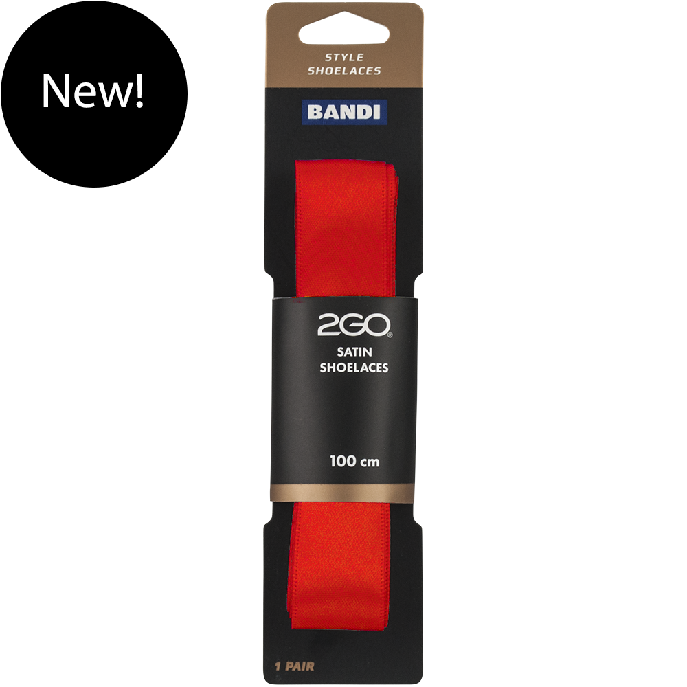 2GO Satin Shoelaces 327 Red 100 cm