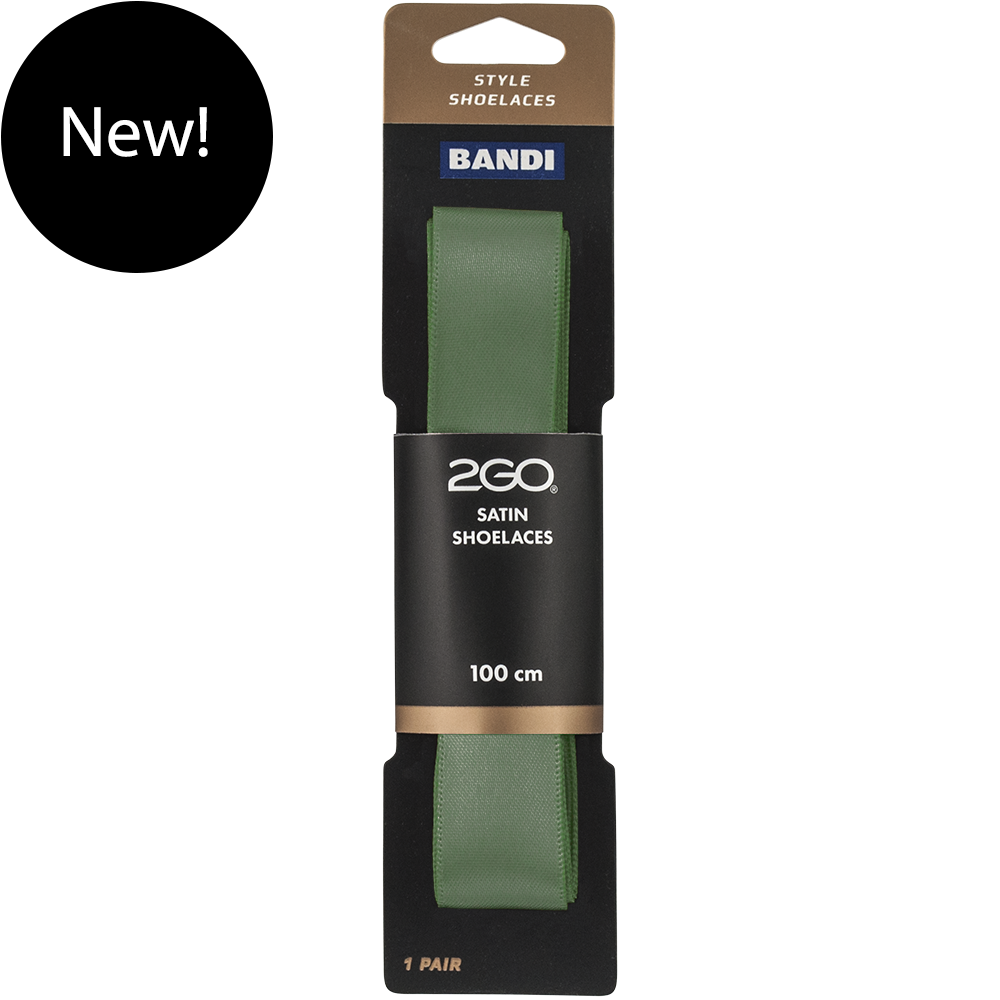 2GO Satin Shoelaces 328 Olive 100 cm